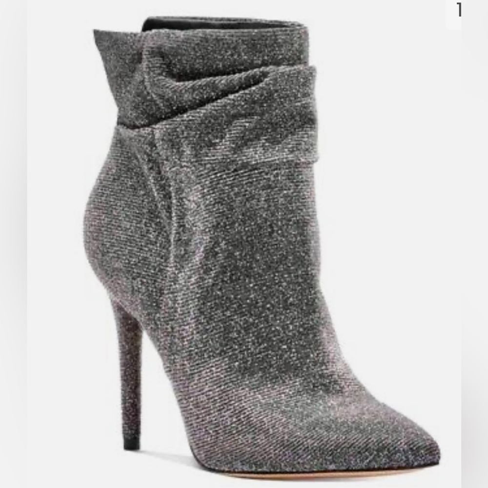 Jessica Simpson Lalie Sparkly Silver Slouchy Ankle Booties Boots Size 9